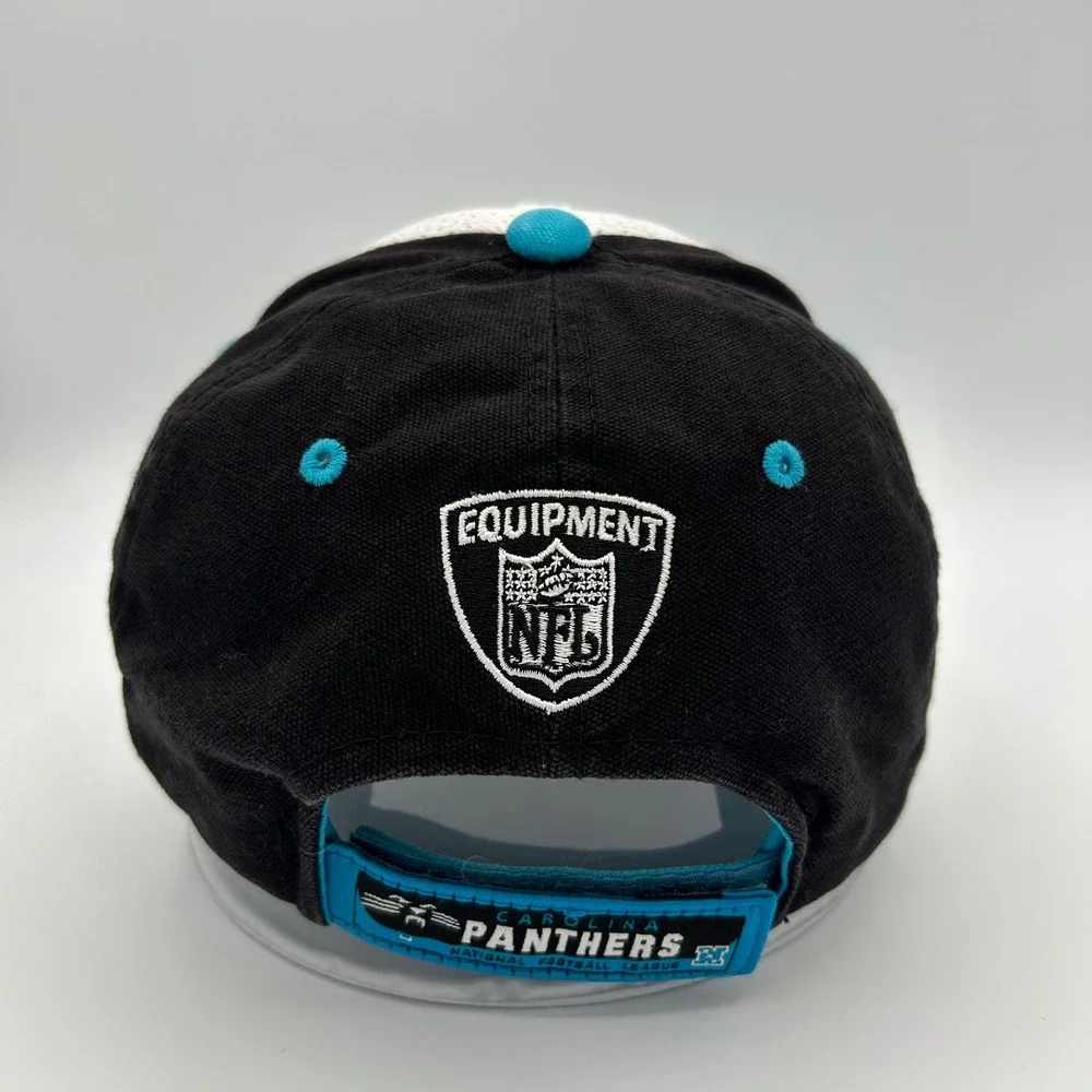 Vintage Carolina Panthers Hat Reebok NFL Equipment Mens OSFA Blue Black White